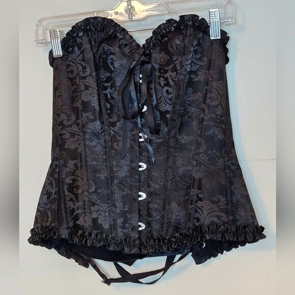 corset story Other - Corset Stort Black Jacquard Victorian Steampunk Whimsygoth Over Bust Corset, S/M